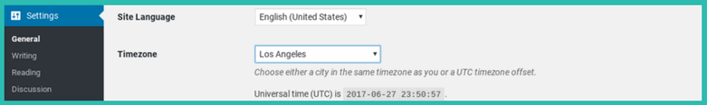 wordpress settings area