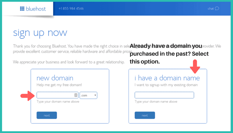 free domain bluehost