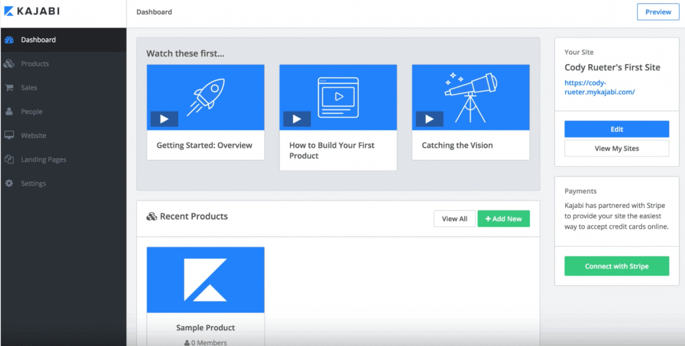 kajabi dashboard