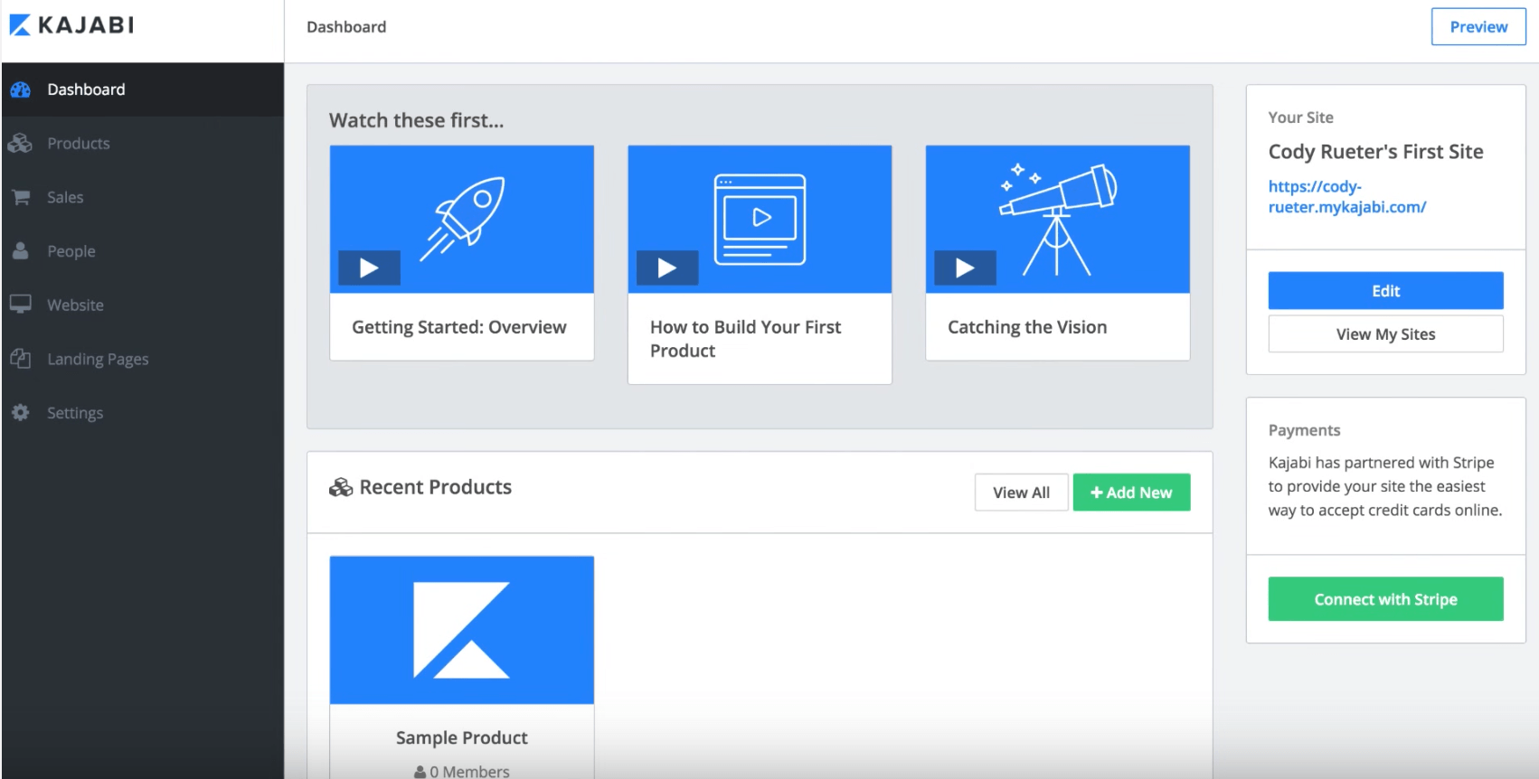 kajabi dashboard