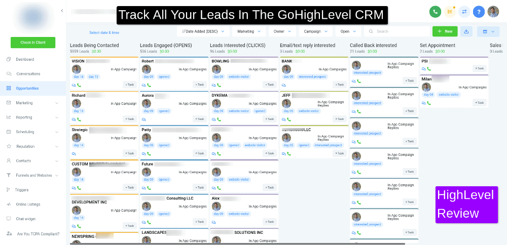GoHighLevel CRM Dashboard