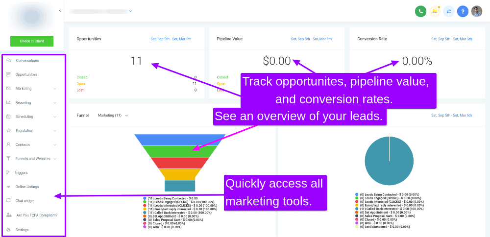 gohighlevel user interface