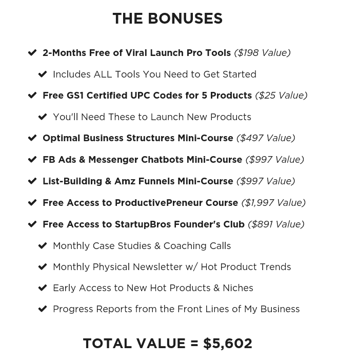 Startupbros bonuses