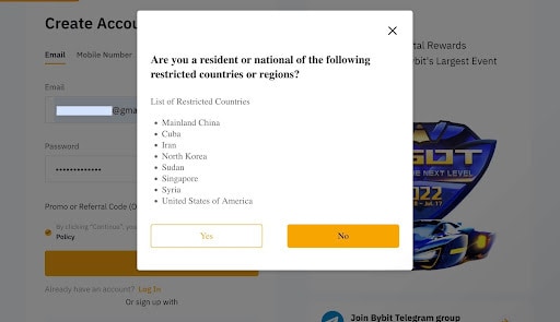bybit account creation
