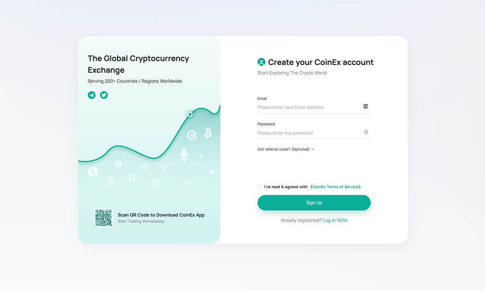 coinex account sign up page