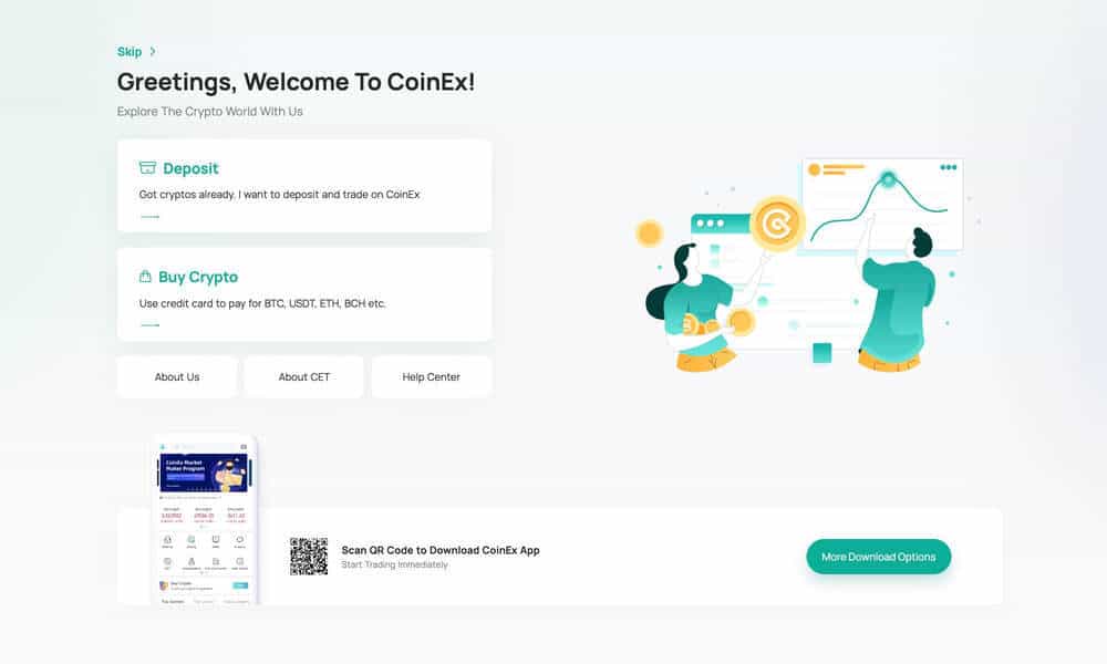 coinex account welcome page
