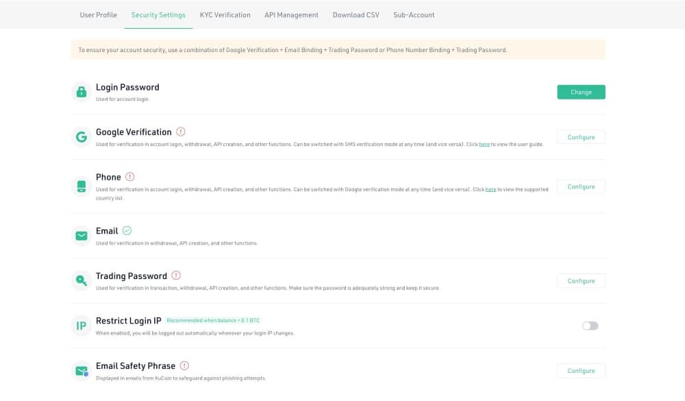 kucoin-account-security-settings kucoin account security settings