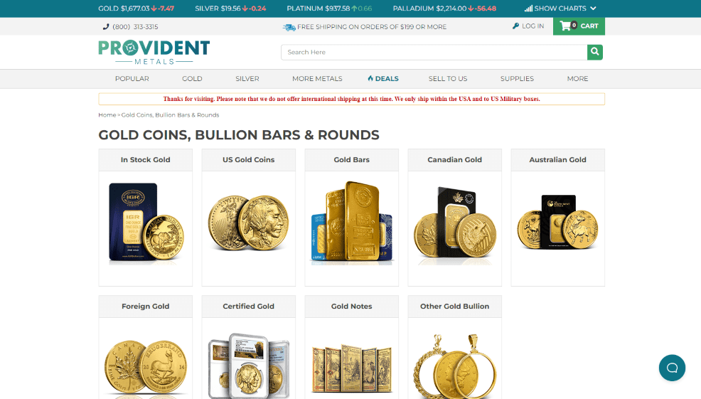 Gold - Provident Metals Products