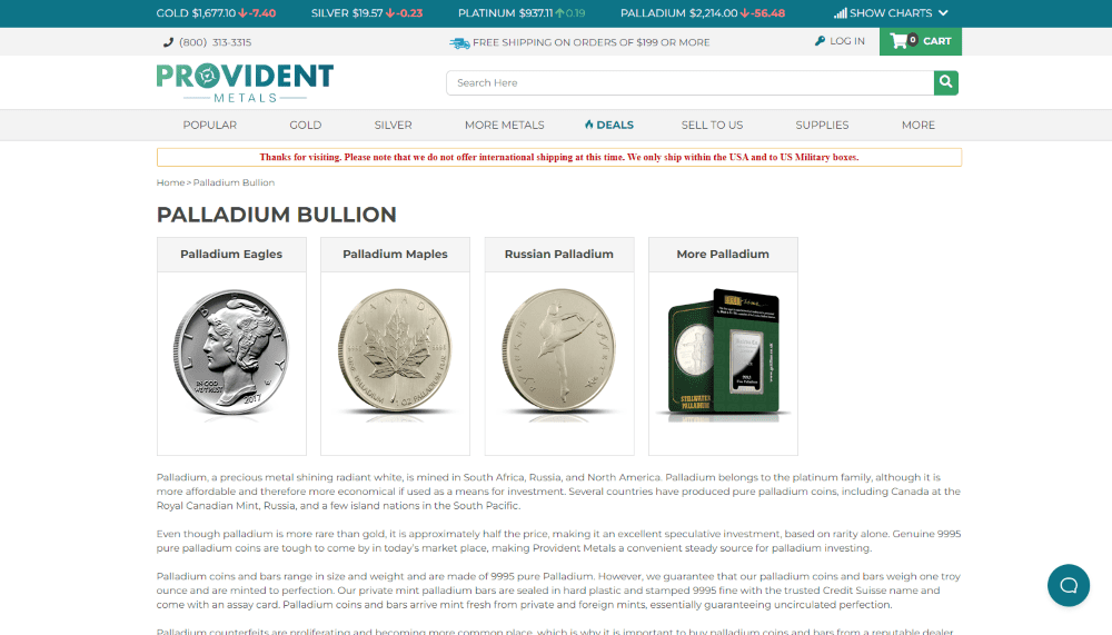 Palladium - Provident Metals Products