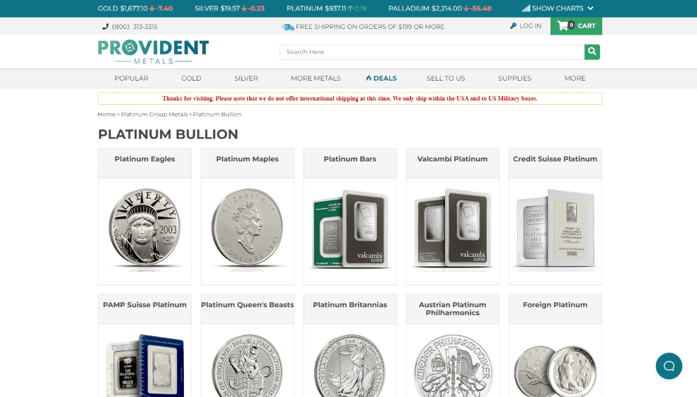 Platinum - Provident Metals Products