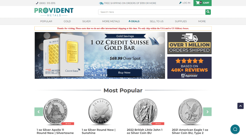 Provident Metals Homepage