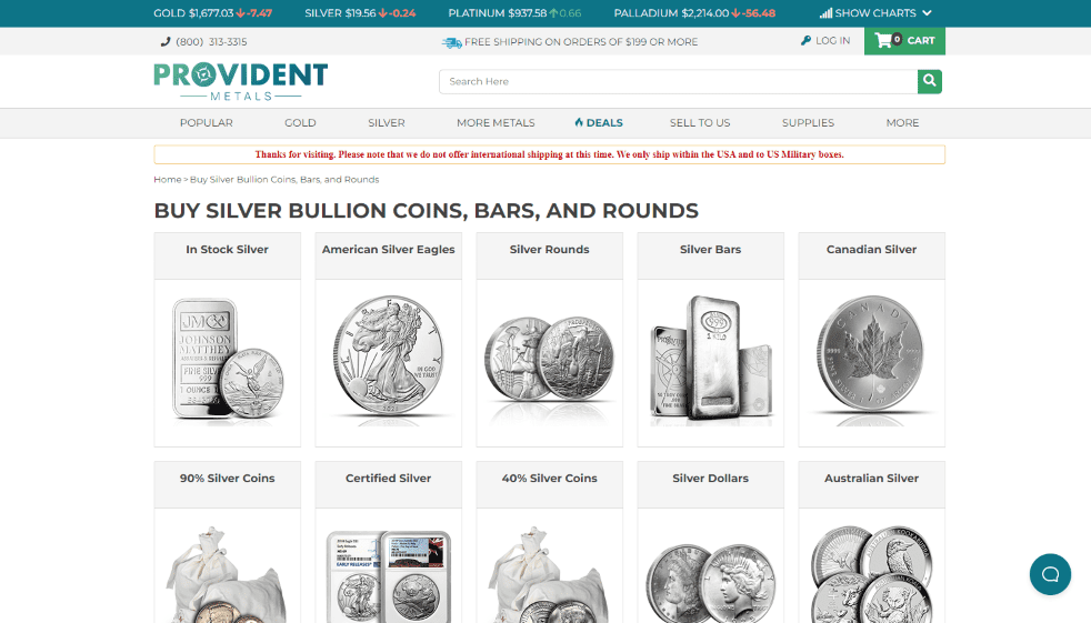 Provident Metals Silver Products