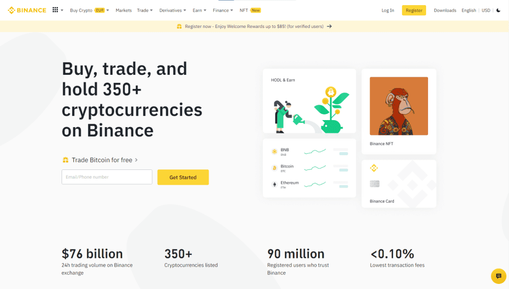 binance homepage