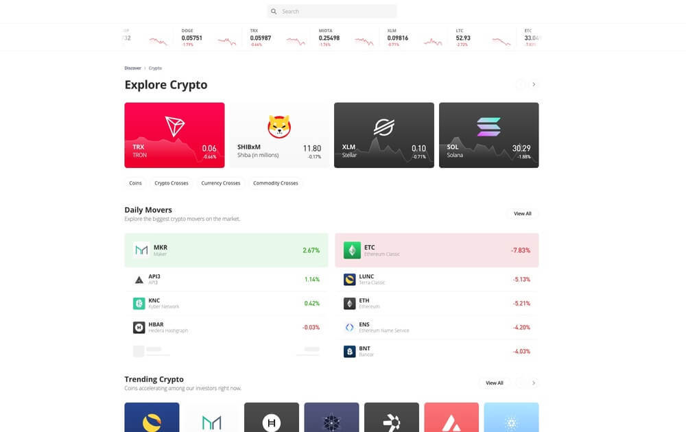 eToro crypto trading