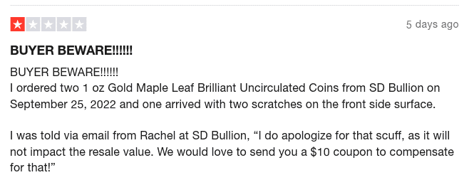 sd bullion reviews on trustpilot