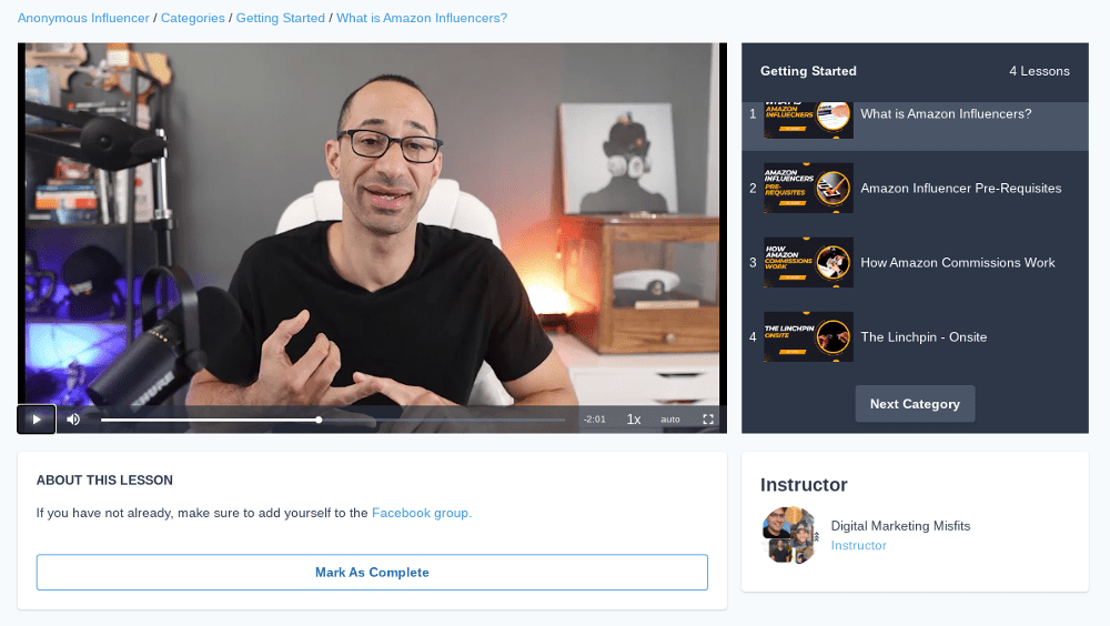 anonymous influencer course content