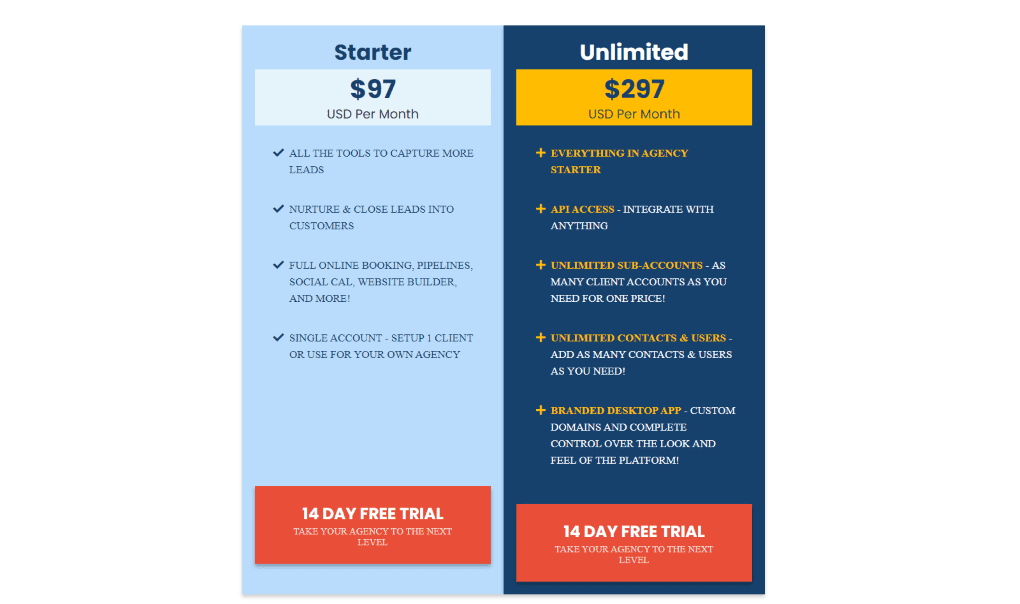 gohighlevel pricing