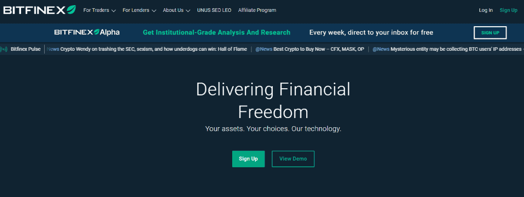BitFinex Homepage