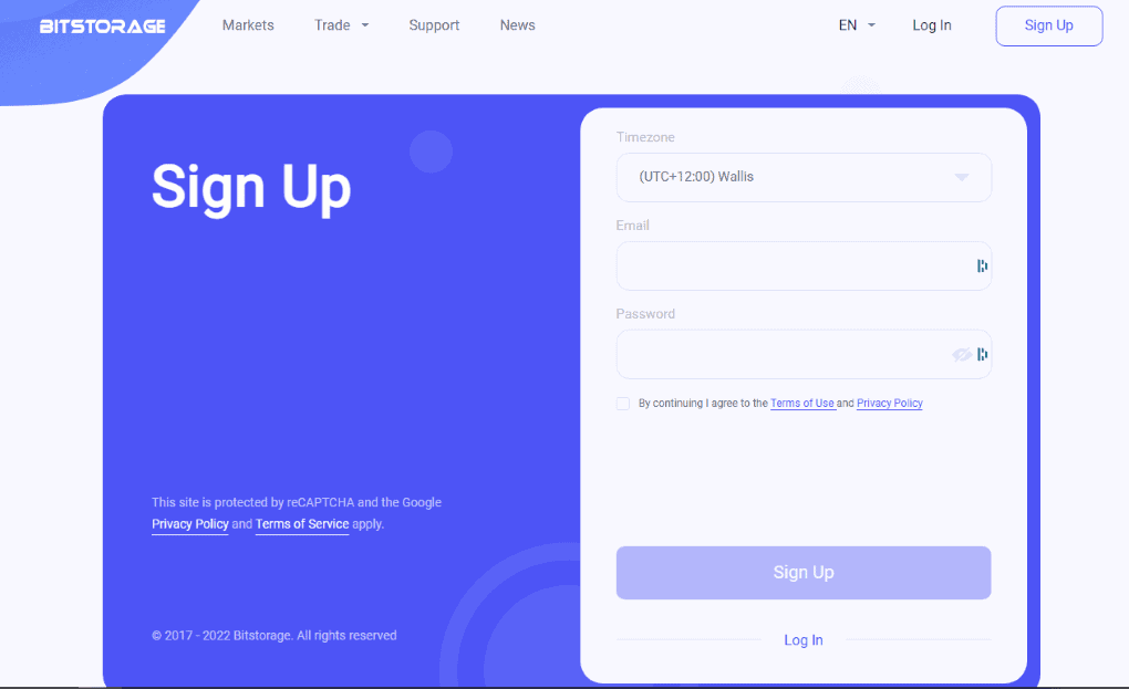 BitStorage Signup