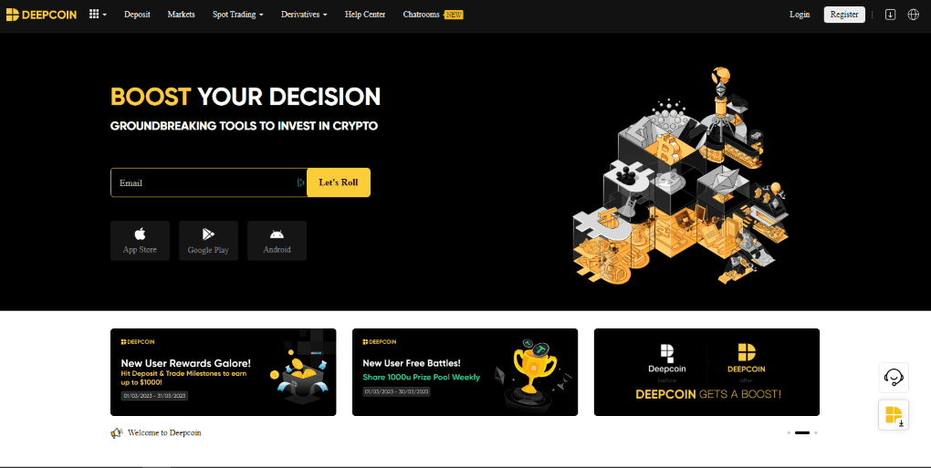 Deepcoin homepage