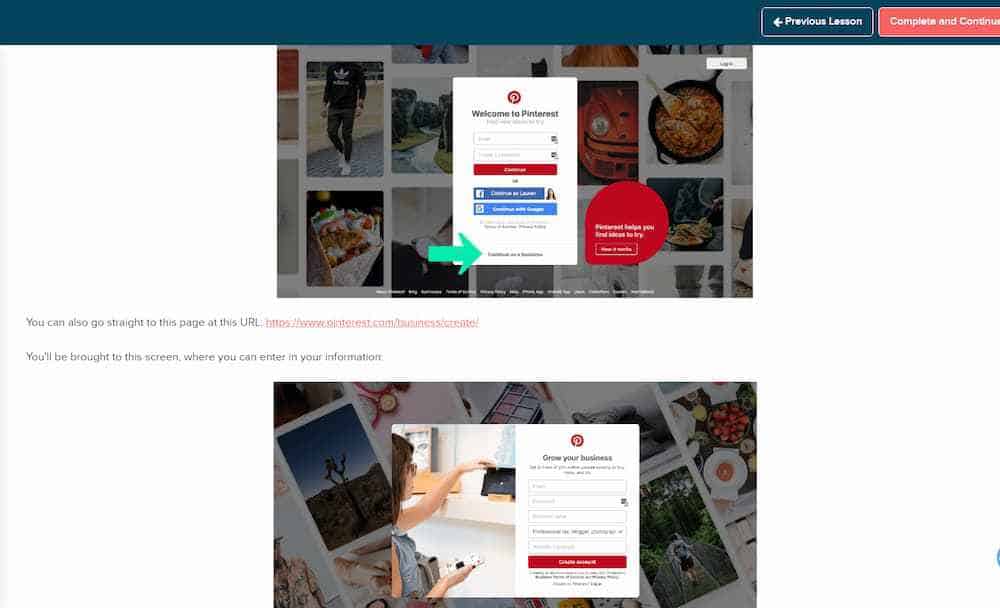 Setting Up your pinterest account