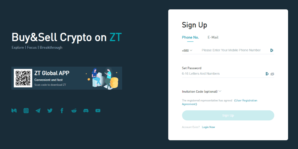 Sign Up at ZT Global