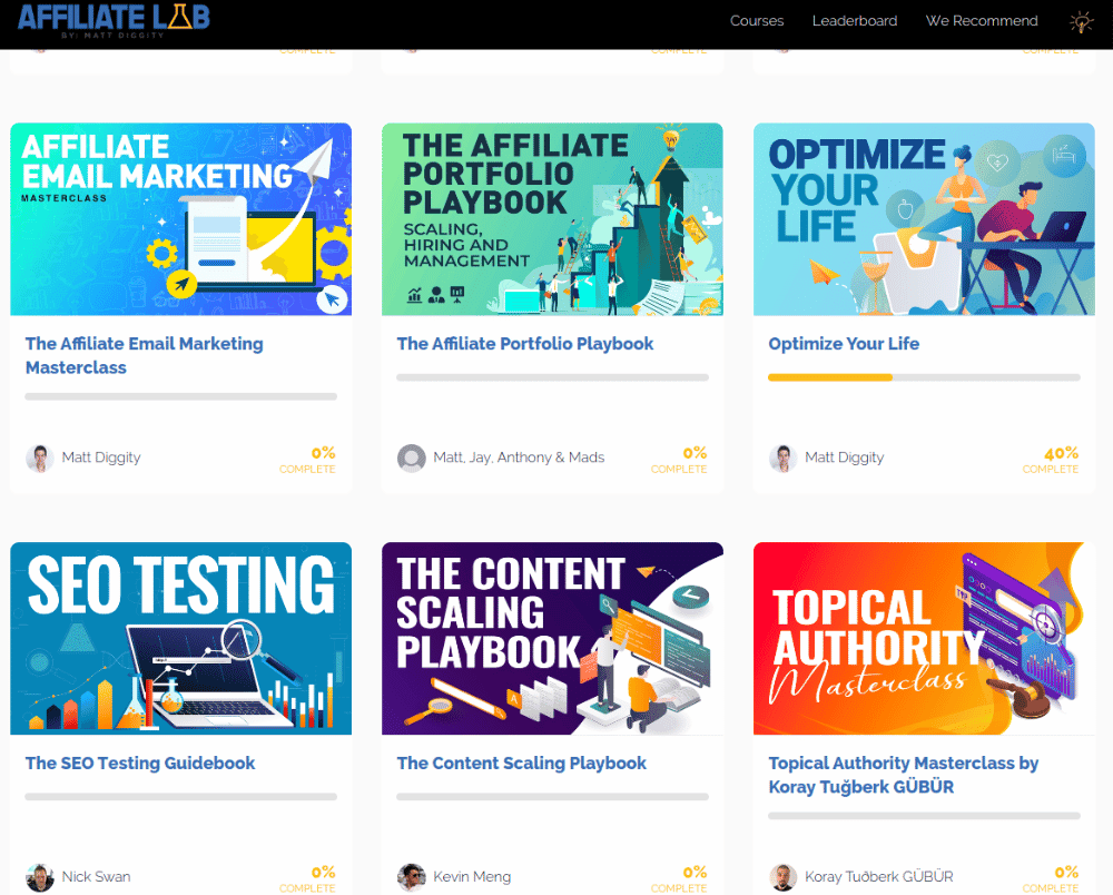 affiliate lab course content