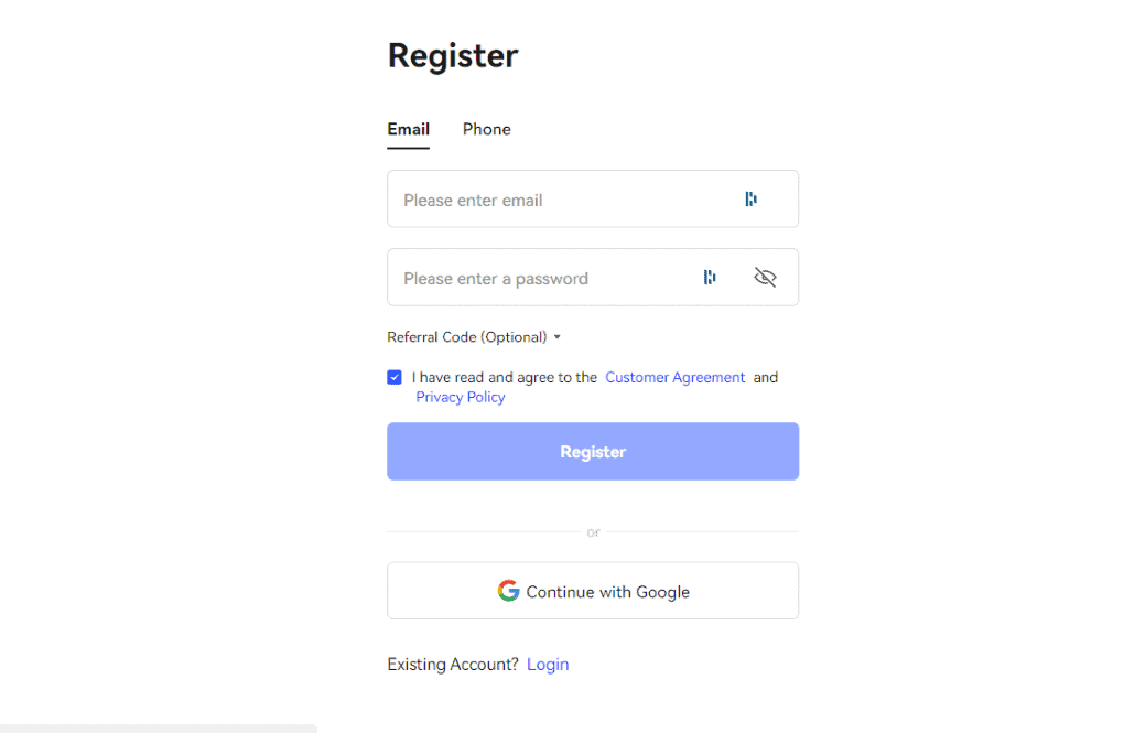 BingX Sign up process BingX Sign up process