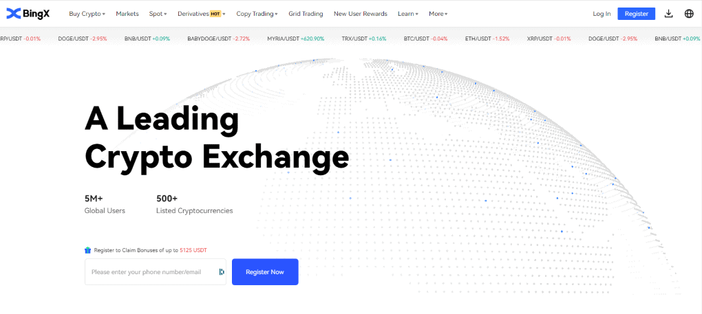 BingX homepage BingX homepage