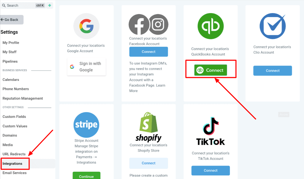 Connecting GoHighLevel with QuickBooks