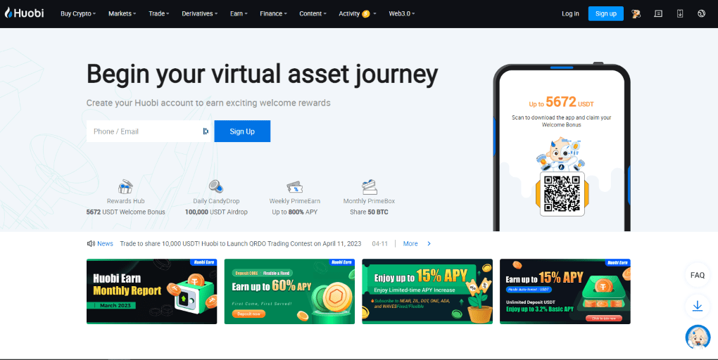 Huobi homepage