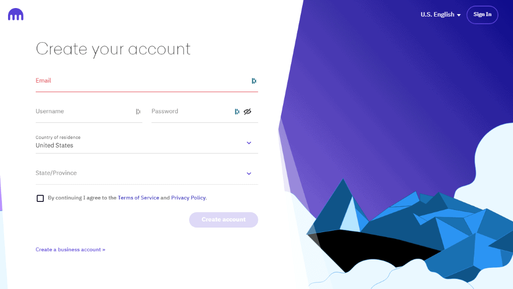 Kraken Sign up process