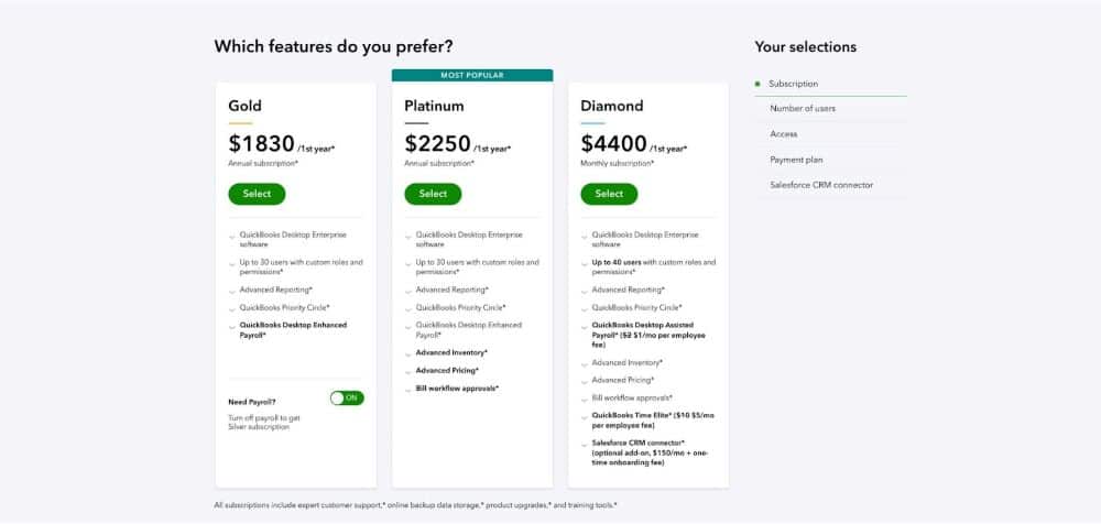 QuickBooks Enterprise Pricing