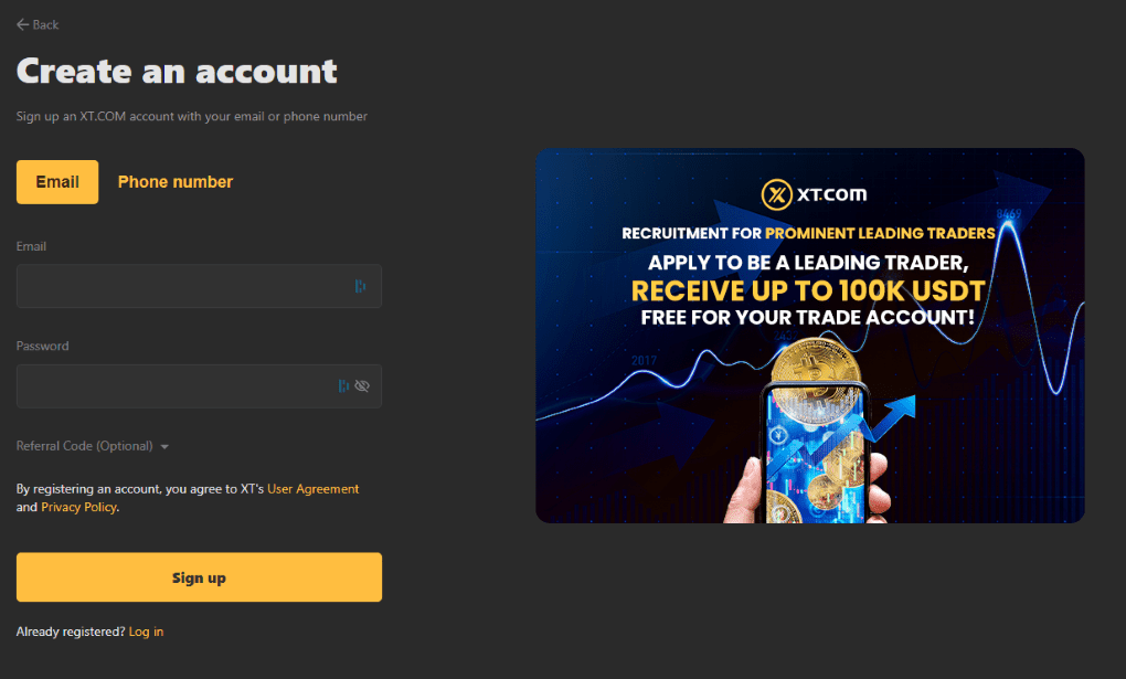 XT.com Sign up process XT.com Sign up process