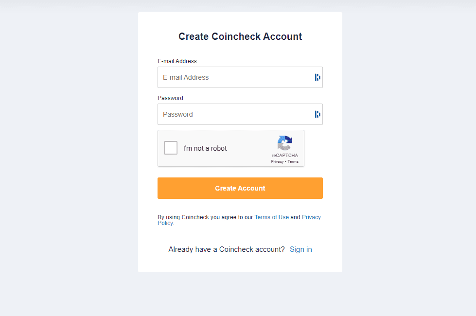 coincheck sign up process