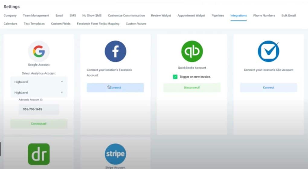 gohighlevel integrations tab gohighlevel integrations tab