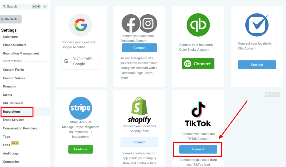 Connect GoHighLevel To TikTok Ads