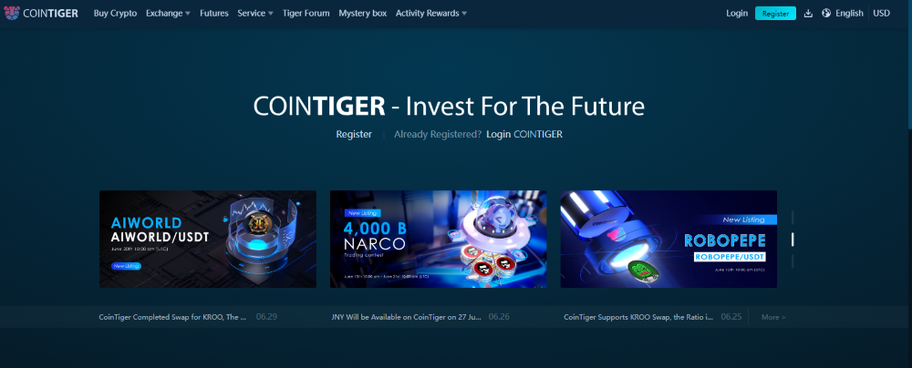 CoinTiger Homepage
