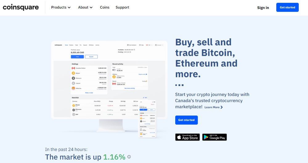 Coinsquare_Homepage Coinsquare Homepage