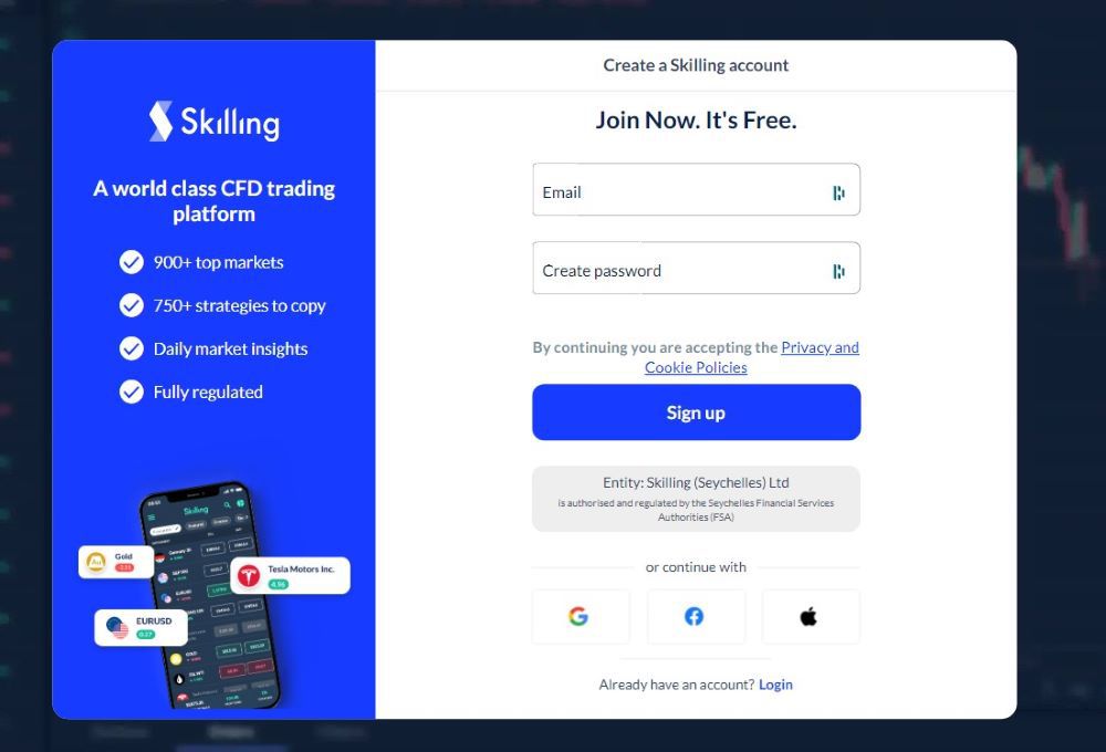 Skilling Crypto Sign Up Process