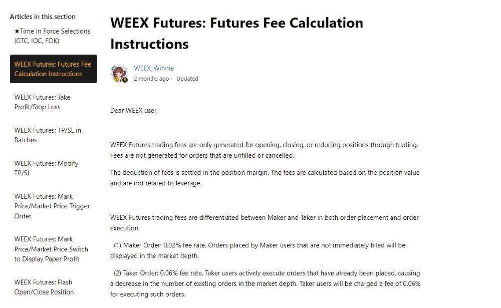 WEEX FEES
