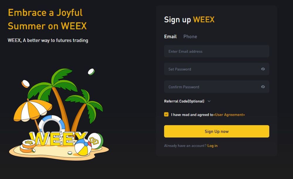WEEX Sign Up Process