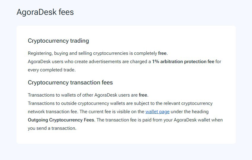 AgoraDesk Fees