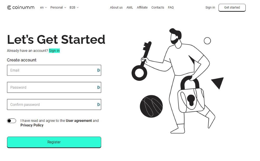Coinumm Sign Up Process