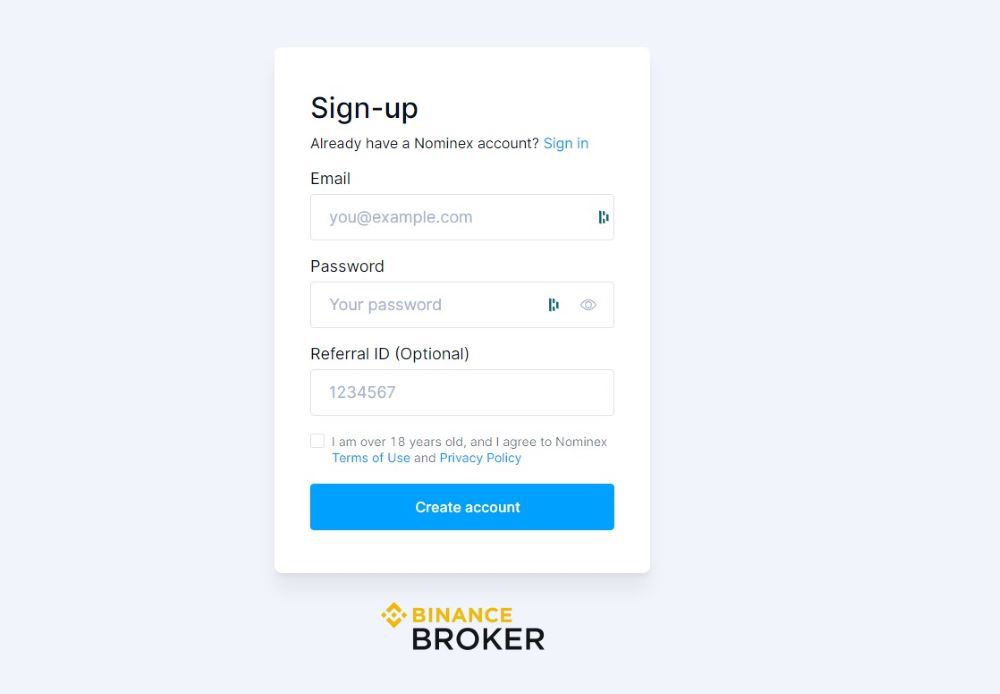 Nominex Sign Up Process