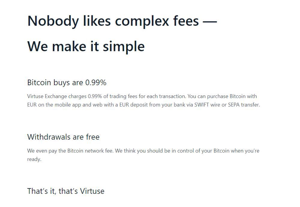 Virtuse Exchange Fees