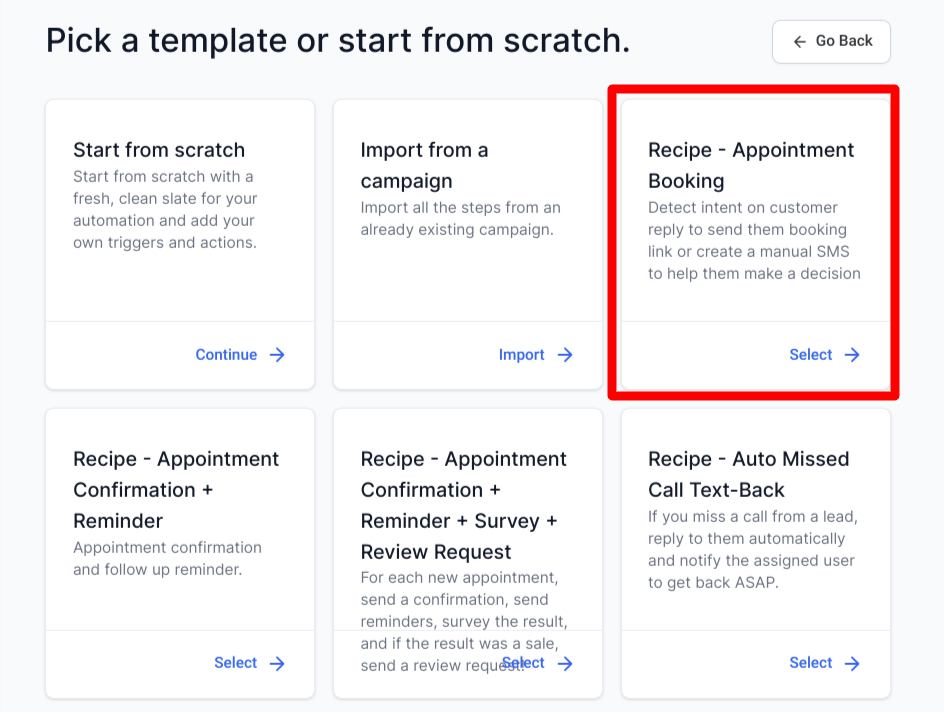 gohighlevel appointment booking recipe