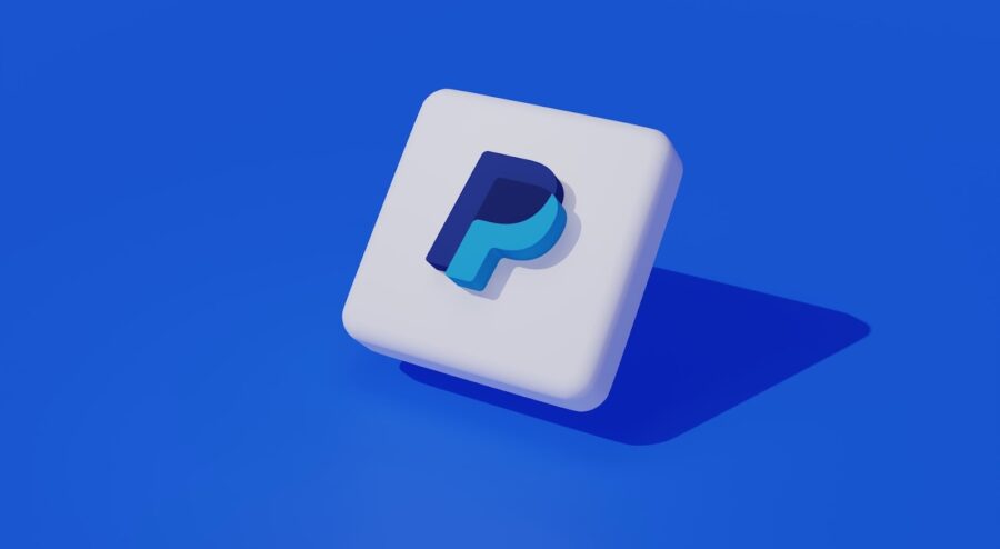 paypal logo on blue background