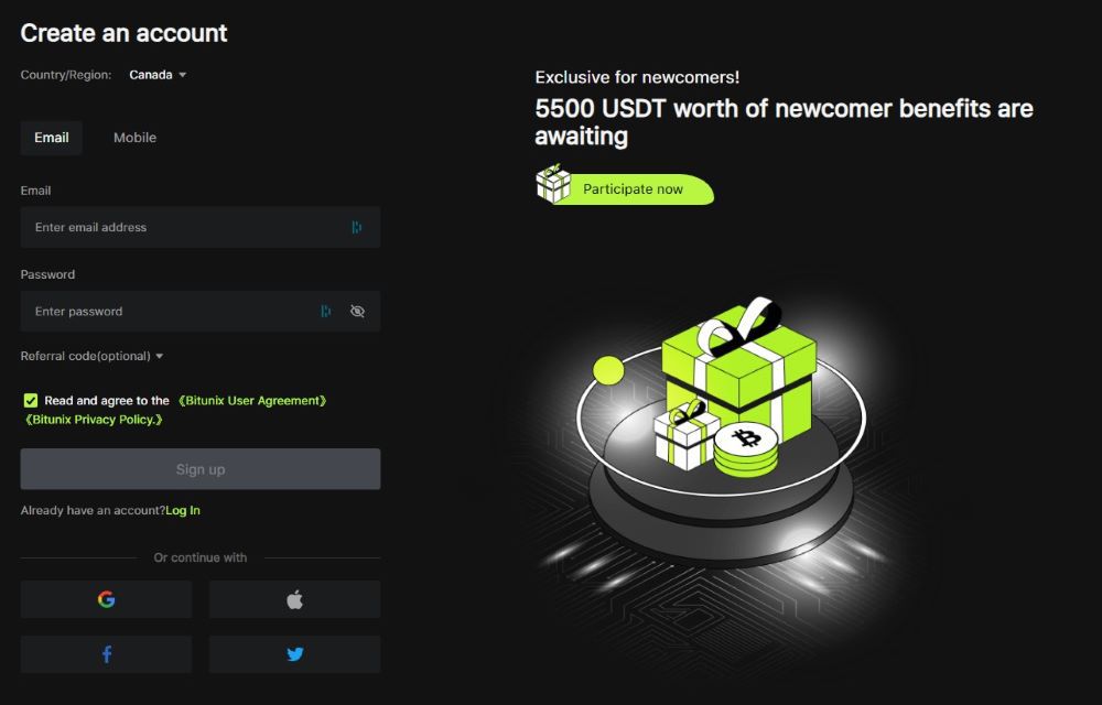 Bitunix Sign Up Process
