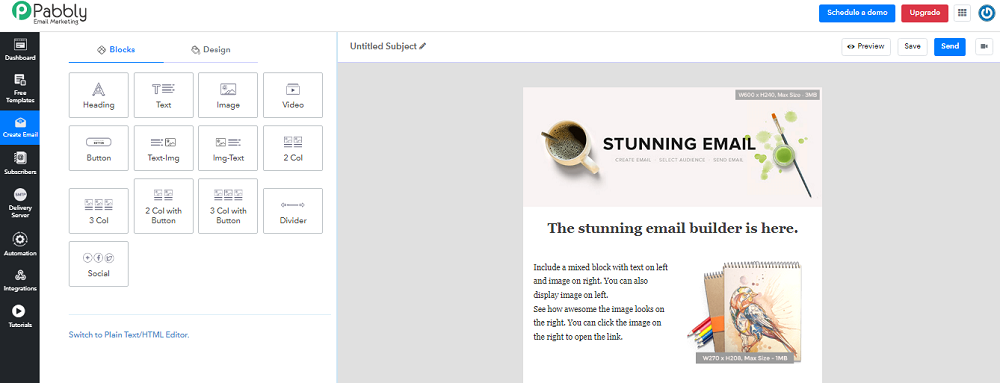 Pabbly email marketing designer